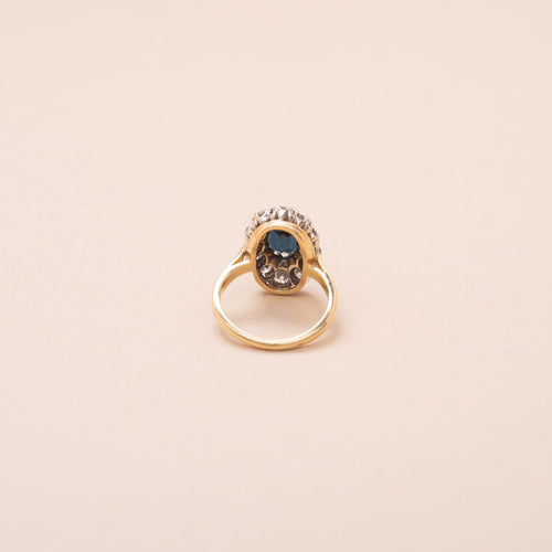 Bague Pompadour Vintage or jaune, Saphir 1.60 carat