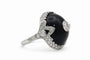 Bague 55 Bague en platine de style Art déco ornée de diamants et d'onyx 58 Facettes 50344