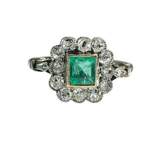 Bague 51 Bague début XXe émeraude et diamants 58 Facettes 205