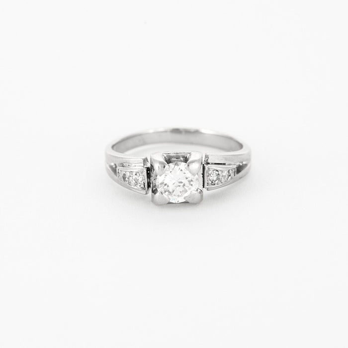 Solitaire or blanc platine diamants