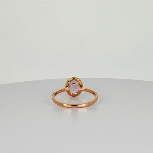 Bague 58 Bague en or rose avec améthyste ovale de 1,28 ct et saphirs blancs 58 Facettes 2508010