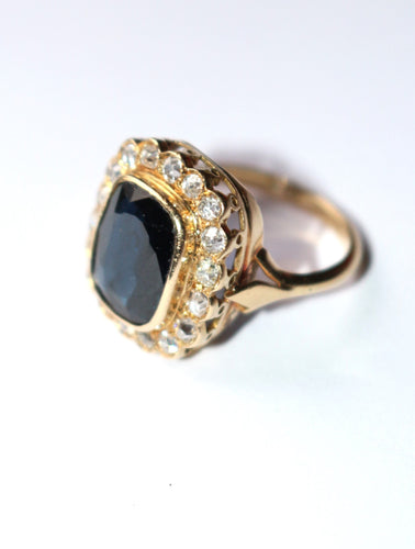 Bague 52 Bague Vintage Or Jaune Saphir Bleu Intense 58 Facettes 576