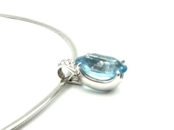 STERN. Collier or blanc 18K, aigue-marine et diamants