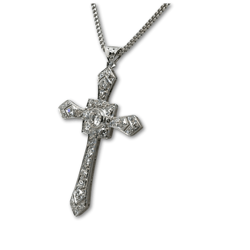 Pendentif Art déco - Pendentif Croix or blanc et Diamants 58 Facettes 1.0000716/2