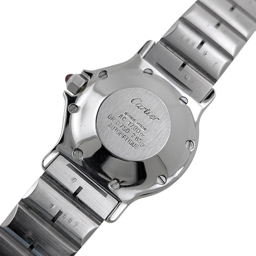 Montre Cartier Santos RARE Santos Round Octagon Date 2966 Burgundy Red Ruby Large Octogonale Gold Stainless 58 Facettes