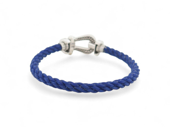 Bracelet bracelet FRED force 10 gm ob0050 t15 or blanc 18k diamants 0.9ct 2 cables 58 Facettes 269619