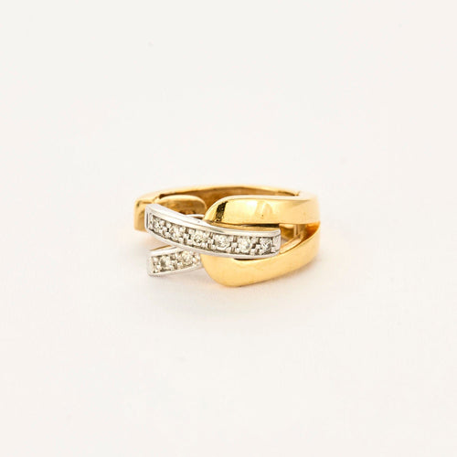 Boucles d'oreilles GUY LAROCHE - Boucles d'oreilles or jaune et blanc, diamants 58 Facettes 250081