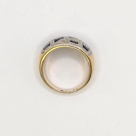 Bague 56 Bague Bandeau or jaune diamants saphirs 58 Facettes