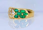 Bague 53 Bague jonc en or jaune, émeraudes navettes et diamants 58 Facettes AB576 bis