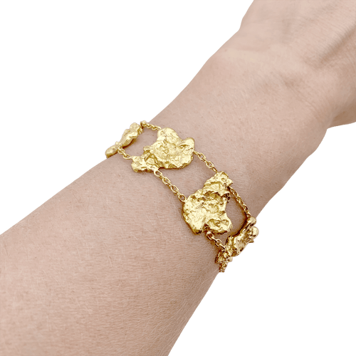 Bracelet Bracelet vintage maillons style pépite, or jaune. 58 Facettes 34801