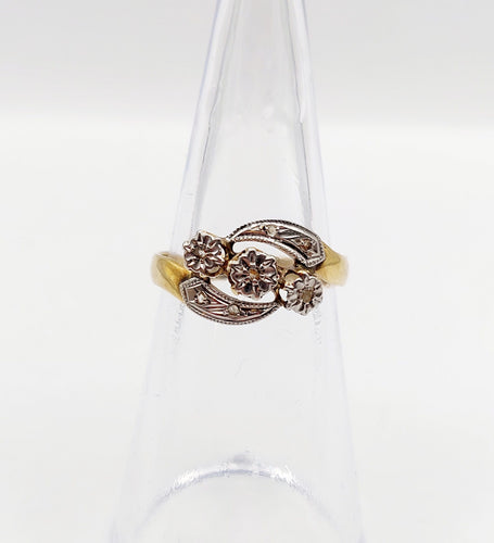 Bague 50.5 Bague or jaune, diamants taille rose (circa 1900) 58 Facettes A06375