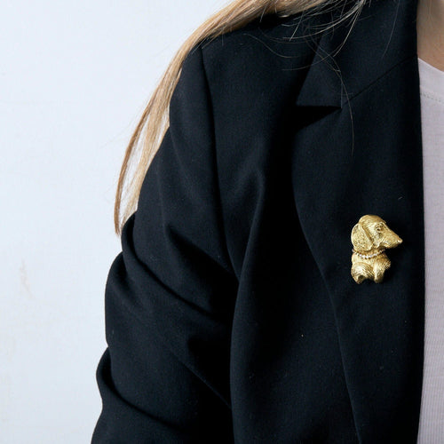 Broche Broche Teckel Or Jaune Diamants 58 Facettes