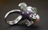 Bague 56 Bague Cocktail Perle Émeraude Améthyste Diamants Rubis 58 Facettes