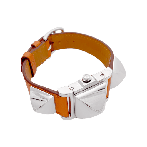 Montre Hermès "Médor" acier, cuir.