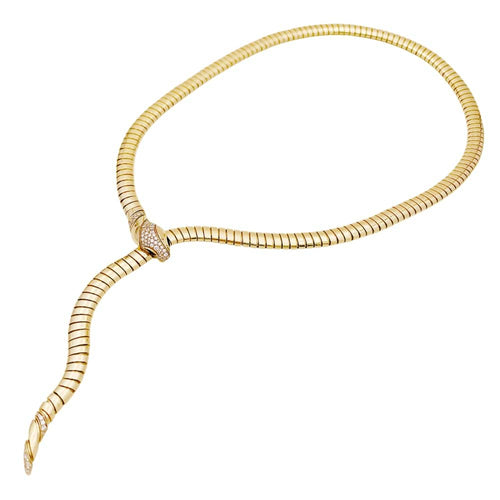 Collier Collier Bulgari, « Serpenti Tubogas », or jaune, diamants, onyx. 58 Facettes 35159