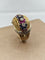 Bague 49.5 Bague vintage torche avec saphirs, rubis et diamants en or blanc et jaune 18 kt 58 Facettes
