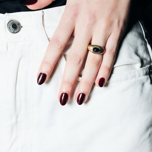 Bague 51 Bague or jaune saphir cabochon 58 Facettes