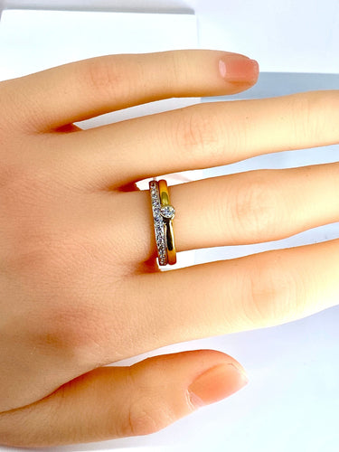 Bague 54 Bague solitaire / alliance or et diamants 58 Facettes AB637