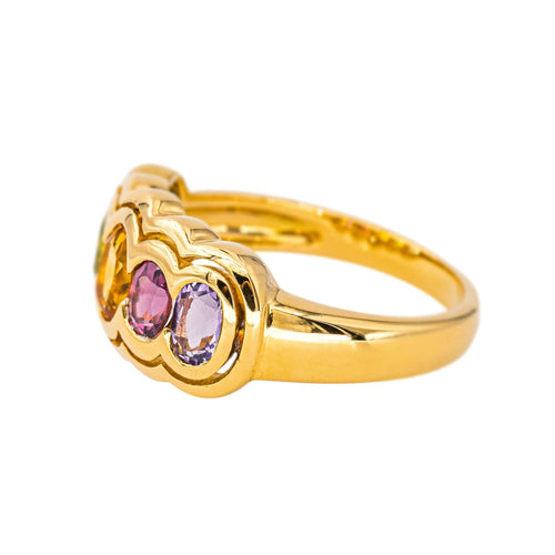 Bague Or jaune Citrine, Péridot, Grenat