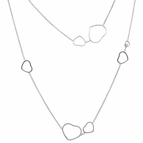 Collier Chopard Collier Sautoir Happy Heart Or blanc Diamant 58 Facettes 4144056RV