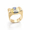 Bague 55 Bague tank or jaune, saphir & diamants 58 Facettes