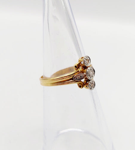 Bague marquise antique en or 18k et diamants taille rose (circa 1900)