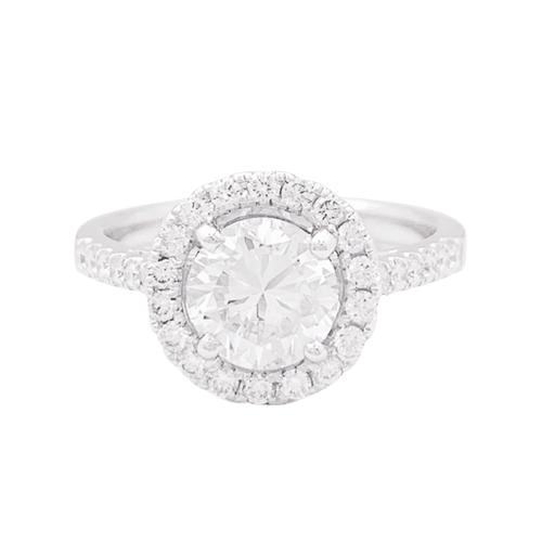 Bague 52 Bague diamant 1,26 ct à entourage, or blanc. 58 Facettes 33900