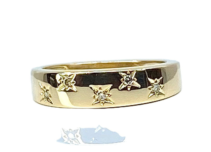 Bague 52 Bague en or jaune 18 carats sertie de 5 diamants 58 Facettes AB562