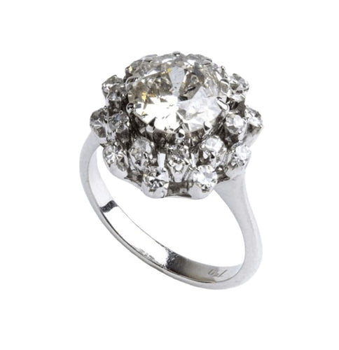 Bague Bague en or blanc avec diamant taille européenne ancienne 58 Facettes