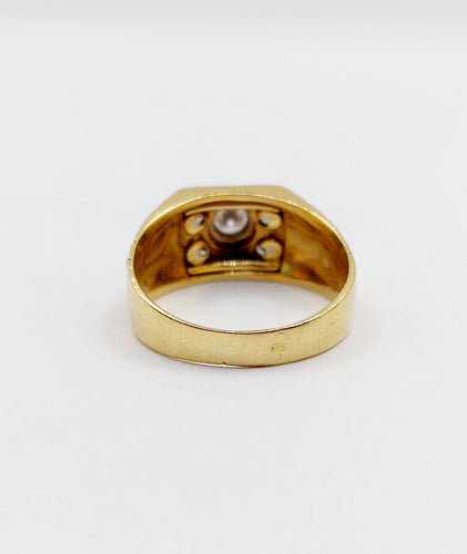 Bague 60 Bague chevalière Art Déco or jaune et diamants 58 Facettes A06309