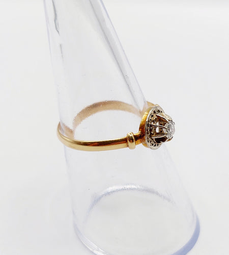 Bague 54 Bague solitaire art deco or jaune 18k diamant taille ancienne 58 Facettes A05903