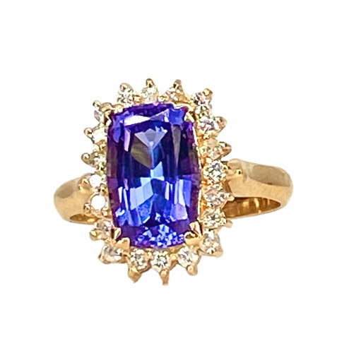 Bague 53 Bague tanzanite 3,50 carats diamants 58 Facettes AB527