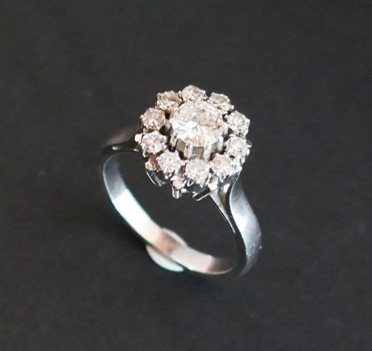 Bague 53 Bague Marguerite Diamants et Or Blanc 58 Facettes