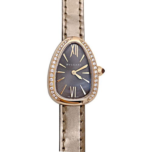 Montre Montre Bulgari, "Serpenti", en or rose, diamants, acier, cuir. 58 Facettes 34892