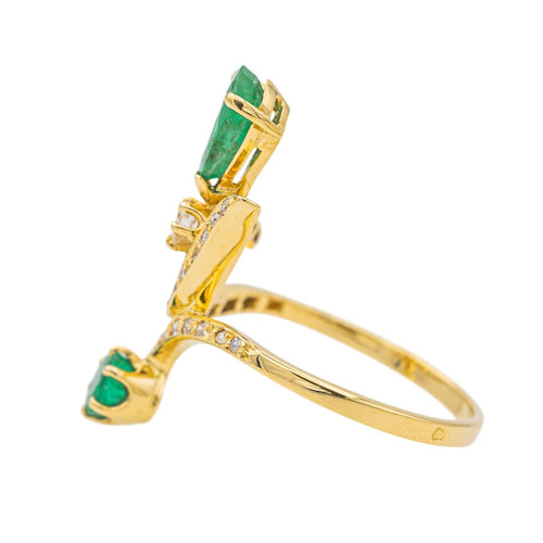 Bague 55 Bague Or jaune Emeraude, Diamant 58 Facettes 3655099CN