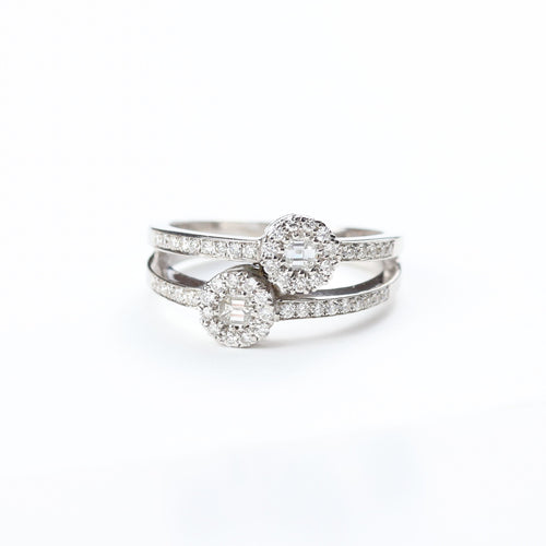 Bague 57 Bague « Toi et moi » en or blanc avec diamants 58 Facettes 146/23