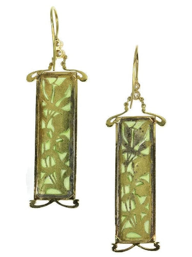 Boucles d'oreilles Enchanted Iris: 18K Gold Art Nouveau Earrings with Plique-à-Jour Enamel 58 Facettes 11139-0001