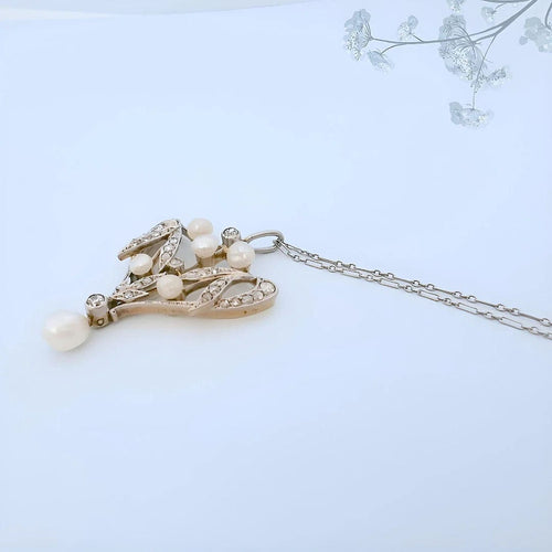 Collier Collier pendentif Art Nouveau perles fines et diamants en or 18K 58 Facettes AA 1620