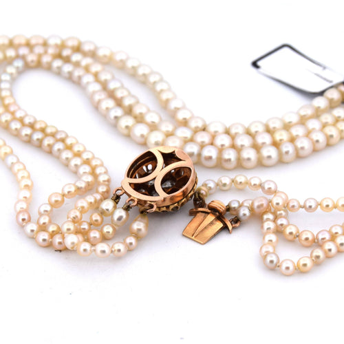 Collier Collier ancien en or jaune avec perles et diamants 58 Facettes