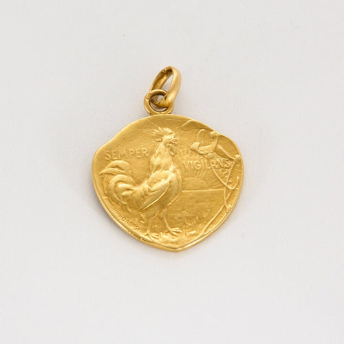 Pendentif Médaille Vercingétorix & Coq en or jaune 18K 58 Facettes
