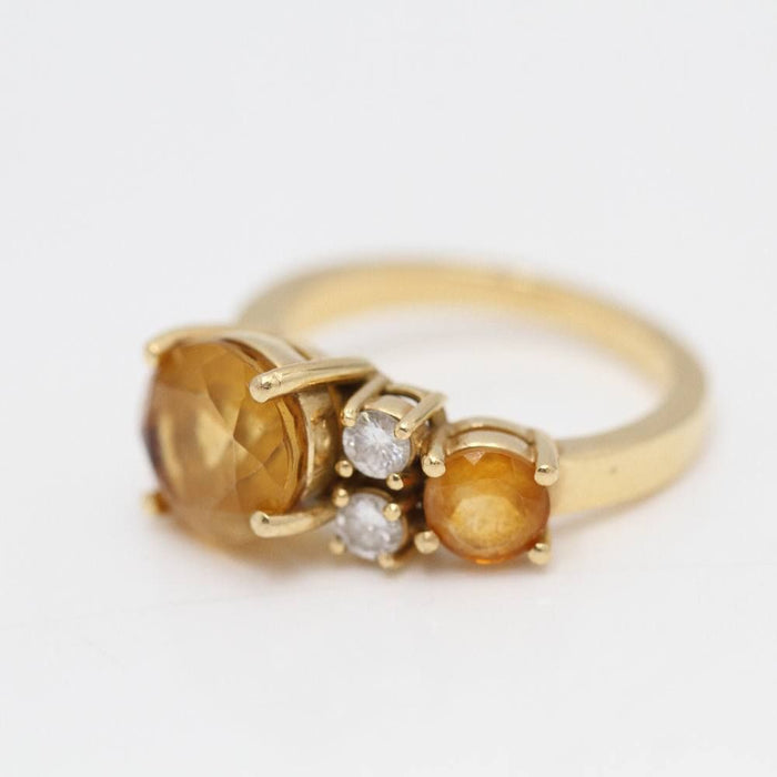 bague en or jaune avec citrines et diamants