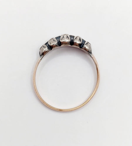 Bague 56 Bague victorienne or rose et argent 58 Facettes A04231