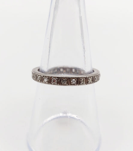 Bague 54 Alliance américaine art deco Palladium et diamants 58 Facettes A06021