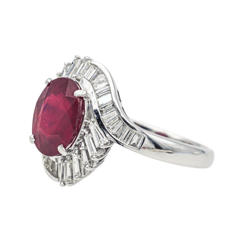 Bague 53 Bague Pompadour Or blanc Rubis, Diamant 58 Facettes 4169901RV