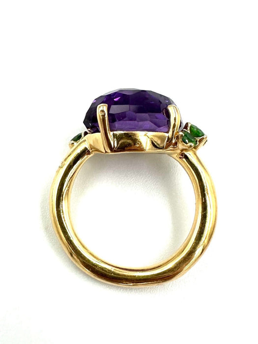 Bague 52 POMELLATO. Bague "Bahia" or jaune, améthyste et tsavorite 58 Facettes