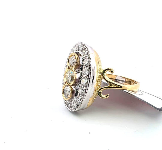 Bague 53 Bague en or jaune 18 carats et argent avec diamants 58 Facettes