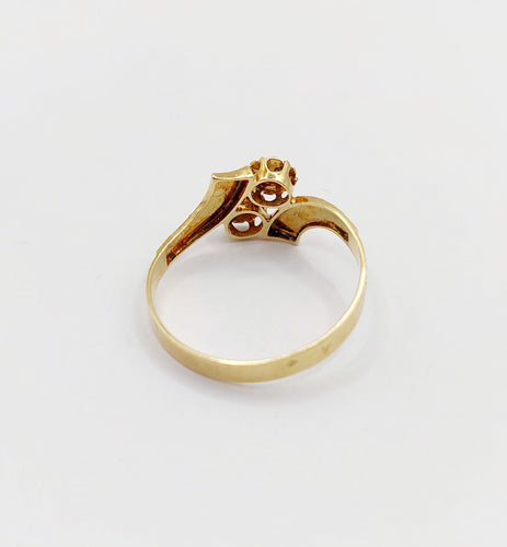 Bague 58.5 Bague toi et moi Art nouveau en or 18k avec perles et feuilles 58 Facettes A06424