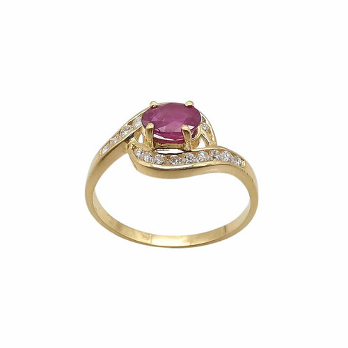 Bague or jaune, rubis & diamants