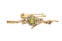 Broche Broche ancienne en or jaune avec olivine et diamants. 58 Facettes 10280