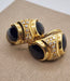 Vintage yellow gold, onyx and diamond earring clips from the 1980s 58 Facettes